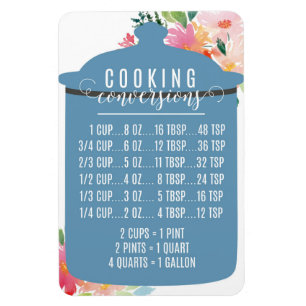Íman Cooking Conversion Chart Blue Jar Magnet