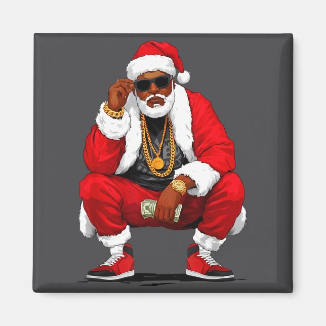 Íman Cool Black Man Santa Claus Christmas African Ameri (Frente)