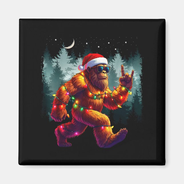 Íman Cool Devil Horns Sasquatch Holiday Lights Christma (Frente)