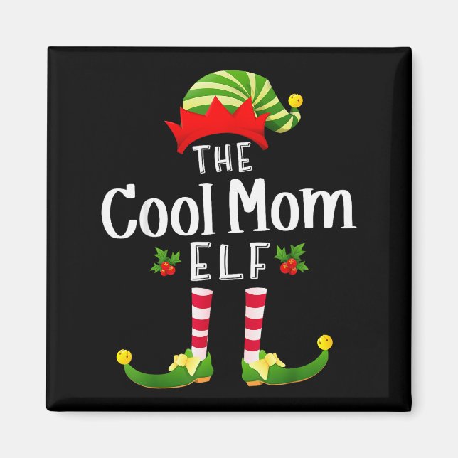 Íman Cool Mom Christmas Elf Matching Pajama X-mas Party (Frente)