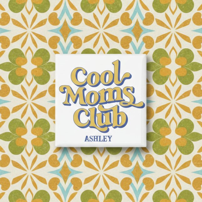 Íman Cool Moms Club Confident Mom Quote Retro Style (Criador carregado)