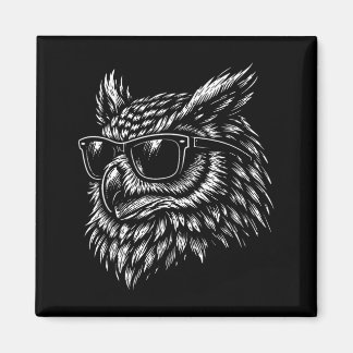 Íman Cool owl bird with sunglasses vintage ink retro