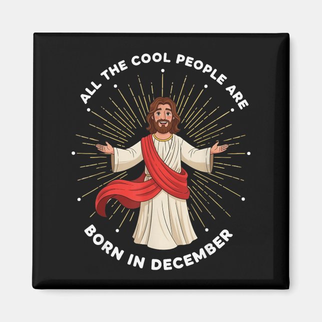 Íman Cool People Are Born In December Christian Christm (Frente)