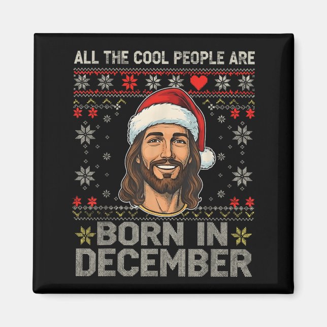 Íman Cool People Are Born In December Christian Christm (Frente)