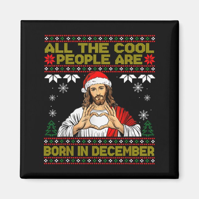 Íman Cool People Are Born In December Christian Christm (Frente)