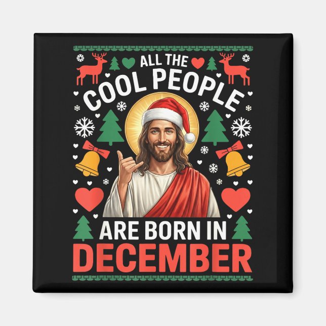 Íman Cool People Are Born In December Christian Christm (Frente)