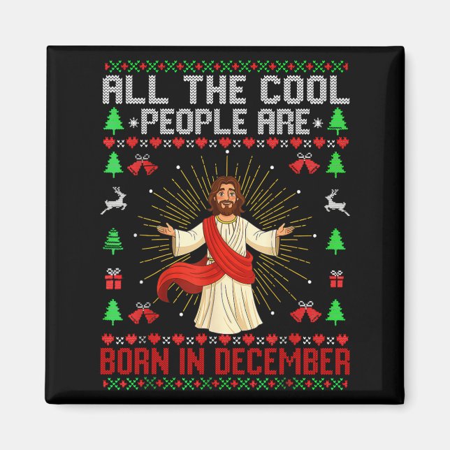 Íman Cool People Are Born In December Christian Christm (Frente)