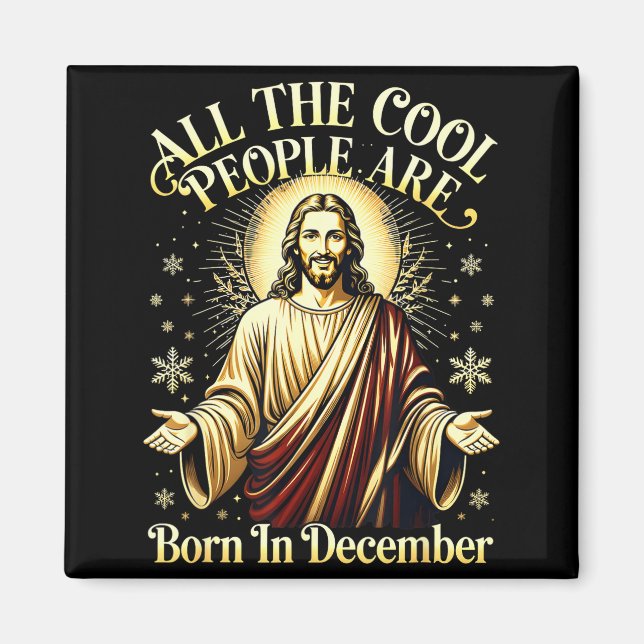 Íman Cool People Are Born In December Christian Christm (Frente)