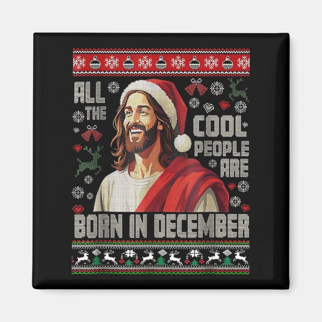 Íman Cool People Are Born In December Christian Christm (Frente)