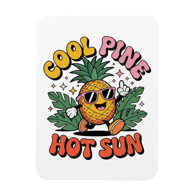 Íman Cool Pine Hot Sun Retro Pineapple Summer Vibes (Vertical)