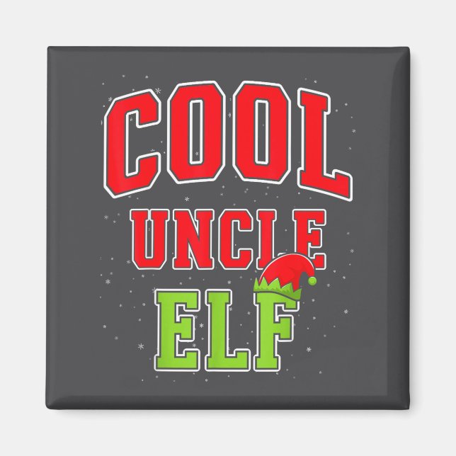 Íman Cool Uncle Elf Christmas Family Matching Group Xma (Frente)