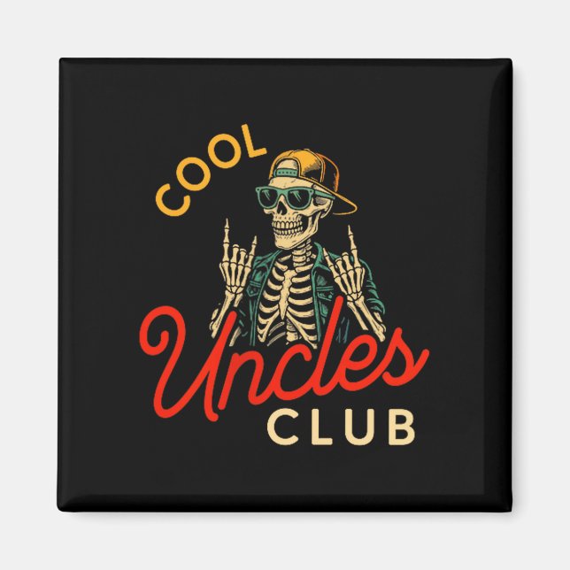 Íman Cool Uncles Club Shirt Funny Skeleton Retro Uncle  (Frente)