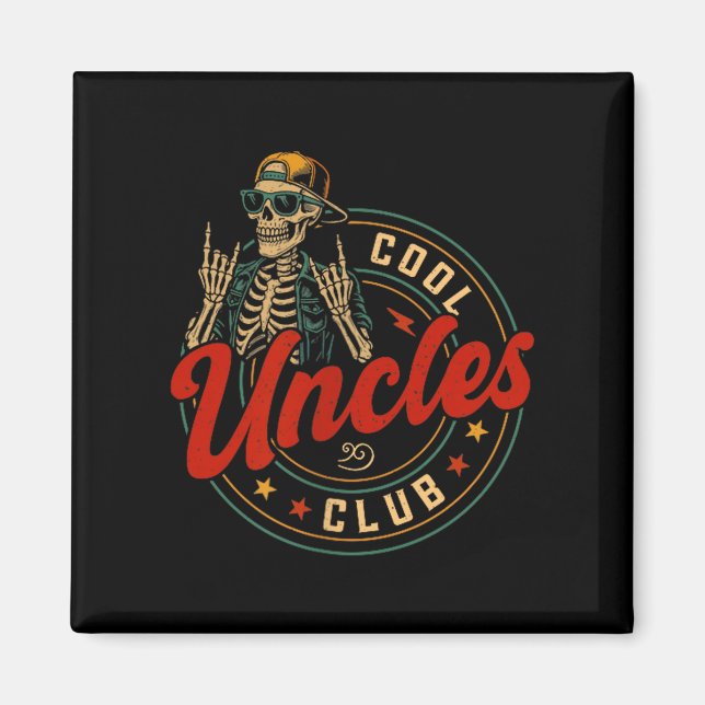 Íman Cool Uncles Club Shirt Funny Skeleton Uncle Men Fa (Frente)