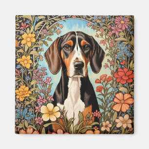 Íman Coonhound Elegante Floral Colorido