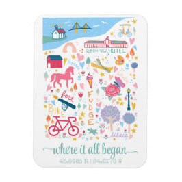 Íman Coordenadas Personalizadas do Mapa de Michigan da