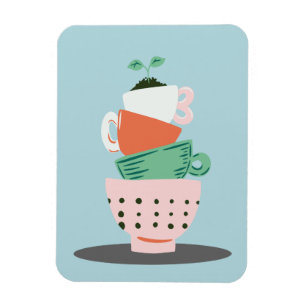 Íman Copas e Planta Empilhados de Arte Moderna