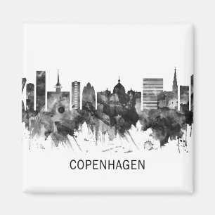 Íman Copenhagen Denmark Skyline BW