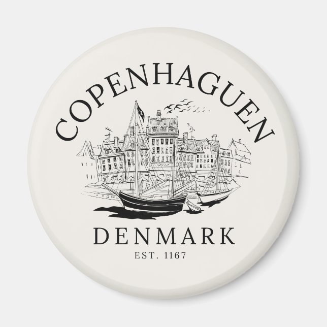 Íman Copenhagen Denmark vintage Landscape (Frente)