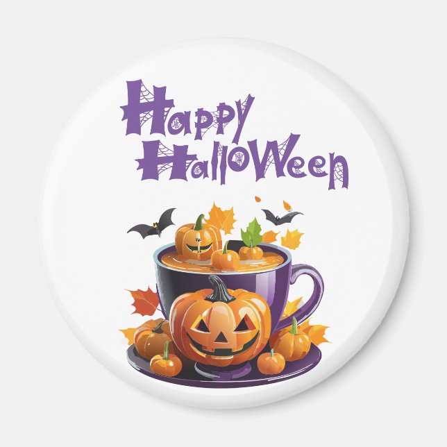 Íman Copo de Cháque Halloween Jack-O-Lantern Brew (Frente)