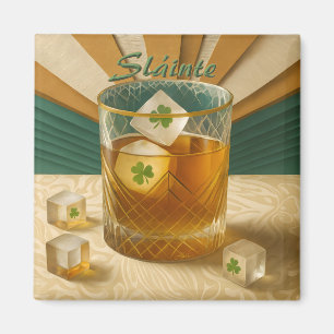 Íman Copo de Uísque Irlandês Shamrock Gelo "Sláinte!"