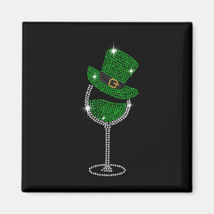 Íman Copo de Vinho Trevo Dia de São Patrício Irlandês