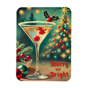 Íman Coquetel de Natal com Feliz retrorada Martini