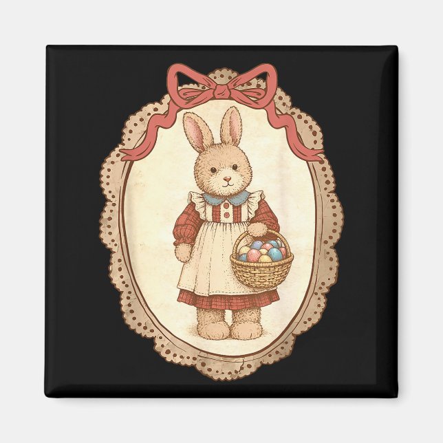 Íman Coquette Bow Funny Bunny Eggs Rabbit Happy Easter  (Frente)