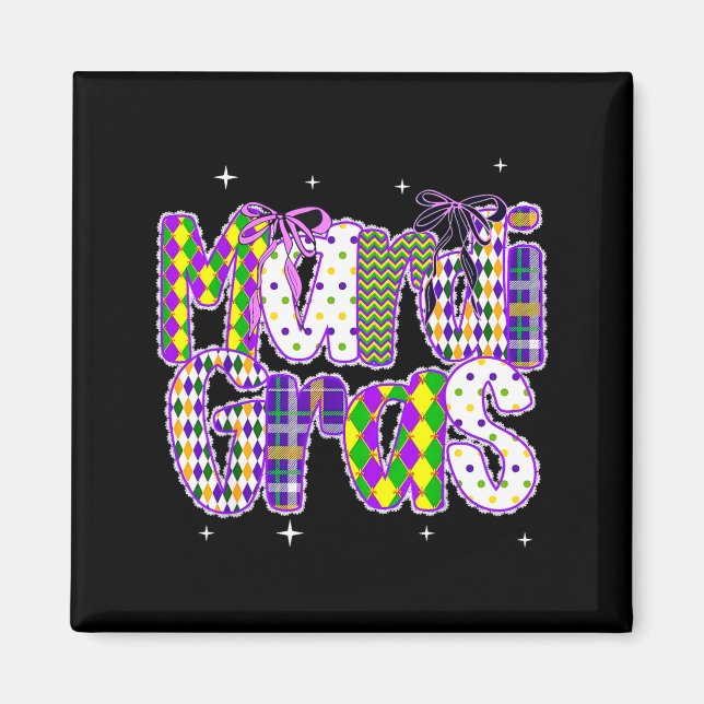 Íman Coquette Bow Mardi Gras New Orleans Louisiana Dalm (Frente)