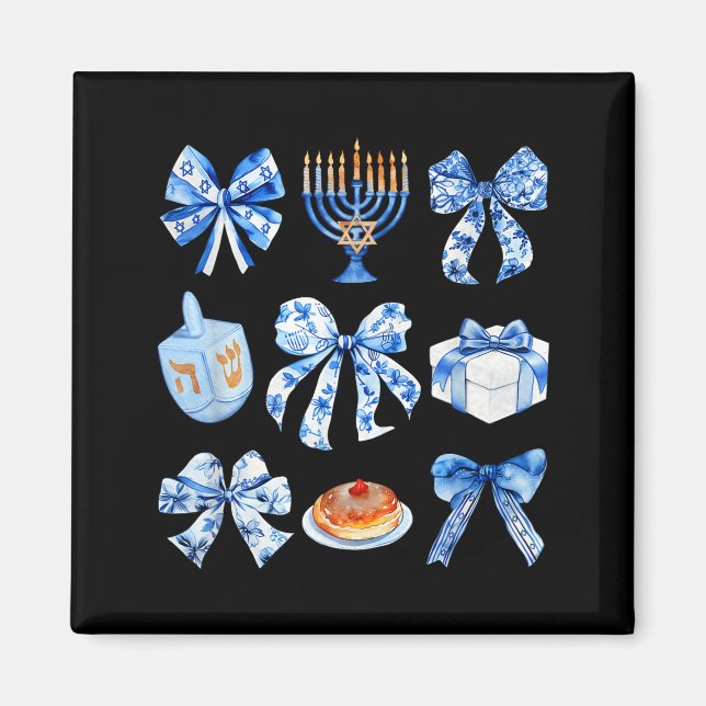 Íman Coquette Hanukkah Bow Jewish Bow Menorah Bow Women (Frente)