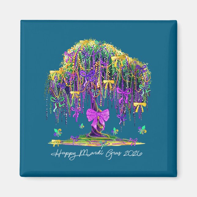 Íman Coquette Mardi Gras 2026 Beads Tree Carnival New O (Frente)