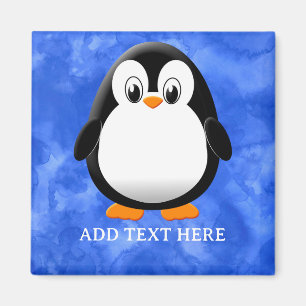 Íman Cor Azul-Azul Personalizada Do Cartoon Pinguim