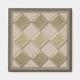 Íman Cor bege 3D do azulejo de vidro