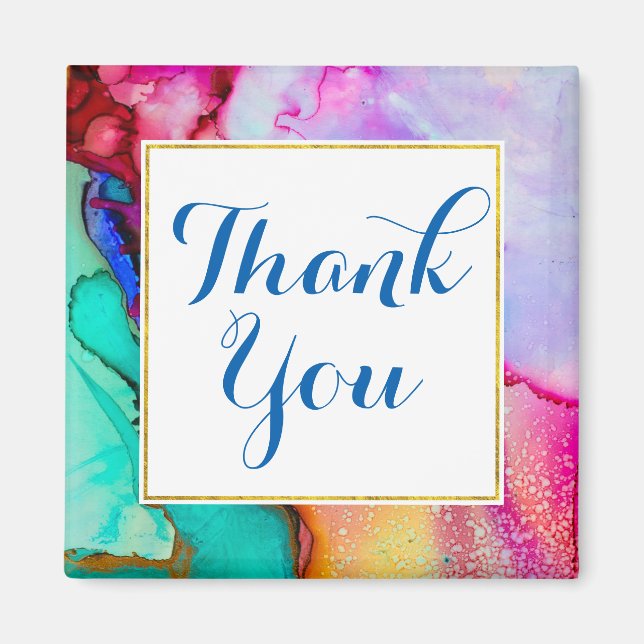 Íman Cor d'água do Abstrato de mármore verde, rosa, ros (Frente)