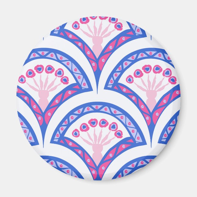 Íman cor damasco floral azul (Frente)