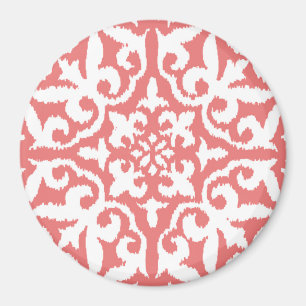 Íman cor damasco Ikat - Cor-de-rosa e branco