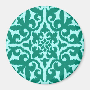 Íman Cor damasco Ikat - Turquesa e Aqua