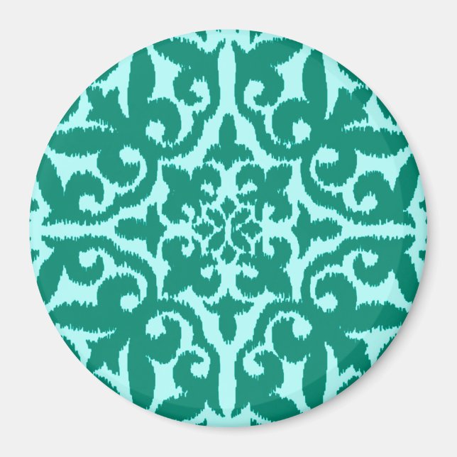 Íman Cor damasco Ikat - Turquesa e Aqua (Frente)