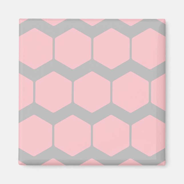 Íman Cor-de-rosa e Cinza, Padrão Geométrico Zigzag. (Frente)
