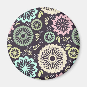 Íman Cor-de-rosa macio e flor de cereais Vintage Botani