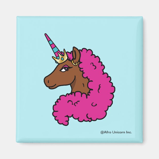 Íman Cor-de-rosa quente afro Unicorn (Frente)