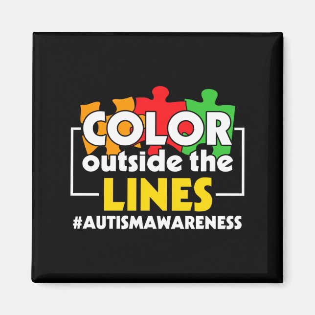 Íman Cor do Conhecimento do Autismo Fora das Linhas de  (Frente)