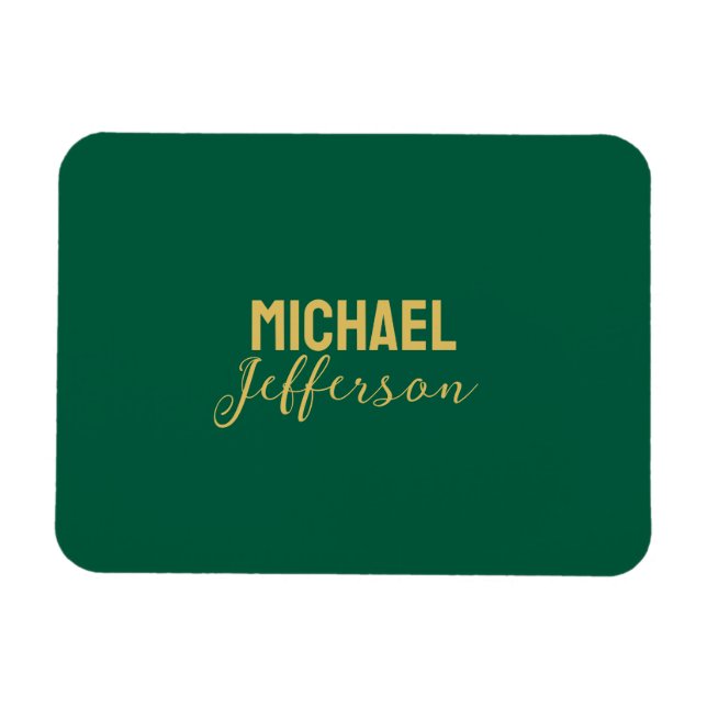 Íman Cor elegante verde dourado nome moderno minimalist (Horizontal)