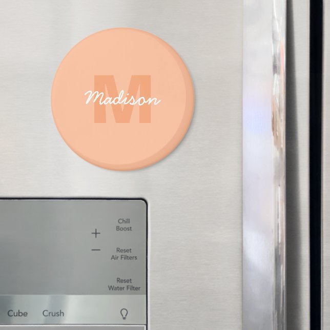 Íman Cor linda e pastel de pêssego com nome de monogram (In Situ (Fridge))