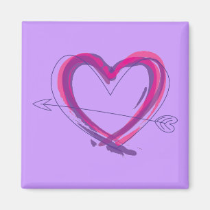 Íman Coração abstrato no roxo e no rosa