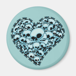 Íman Coração azul do crânio