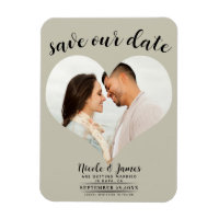 Coração Bege Khaki Foto Casamento Salve a Data