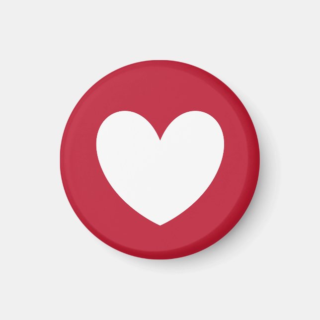 Íman Coração branco em vermelho (Frente)