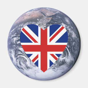 Íman Coração BRITÂNICO da bandeira sobre a terra do