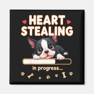 Íman Coração Cachorro Boston Terrier Presente Engraçado