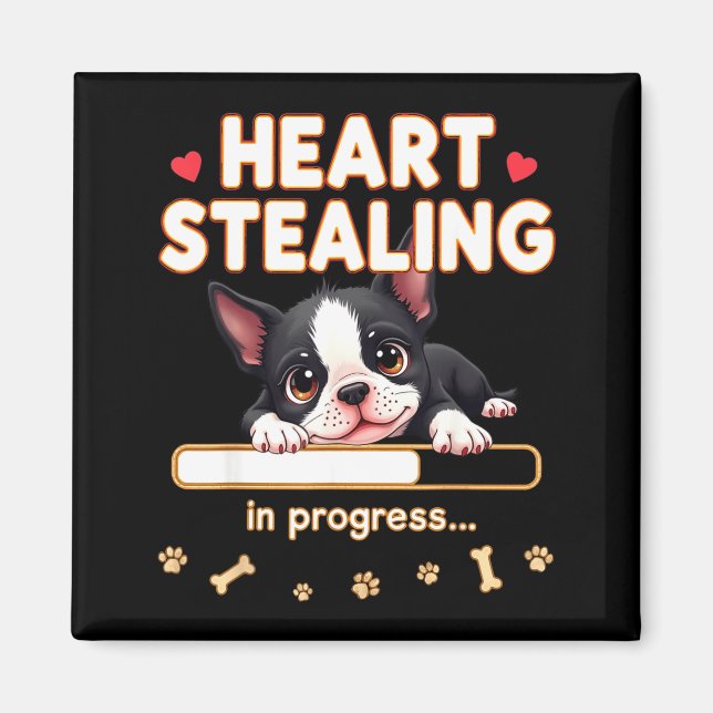 Íman Coração Cachorro Boston Terrier Presente Engraçado (Frente)